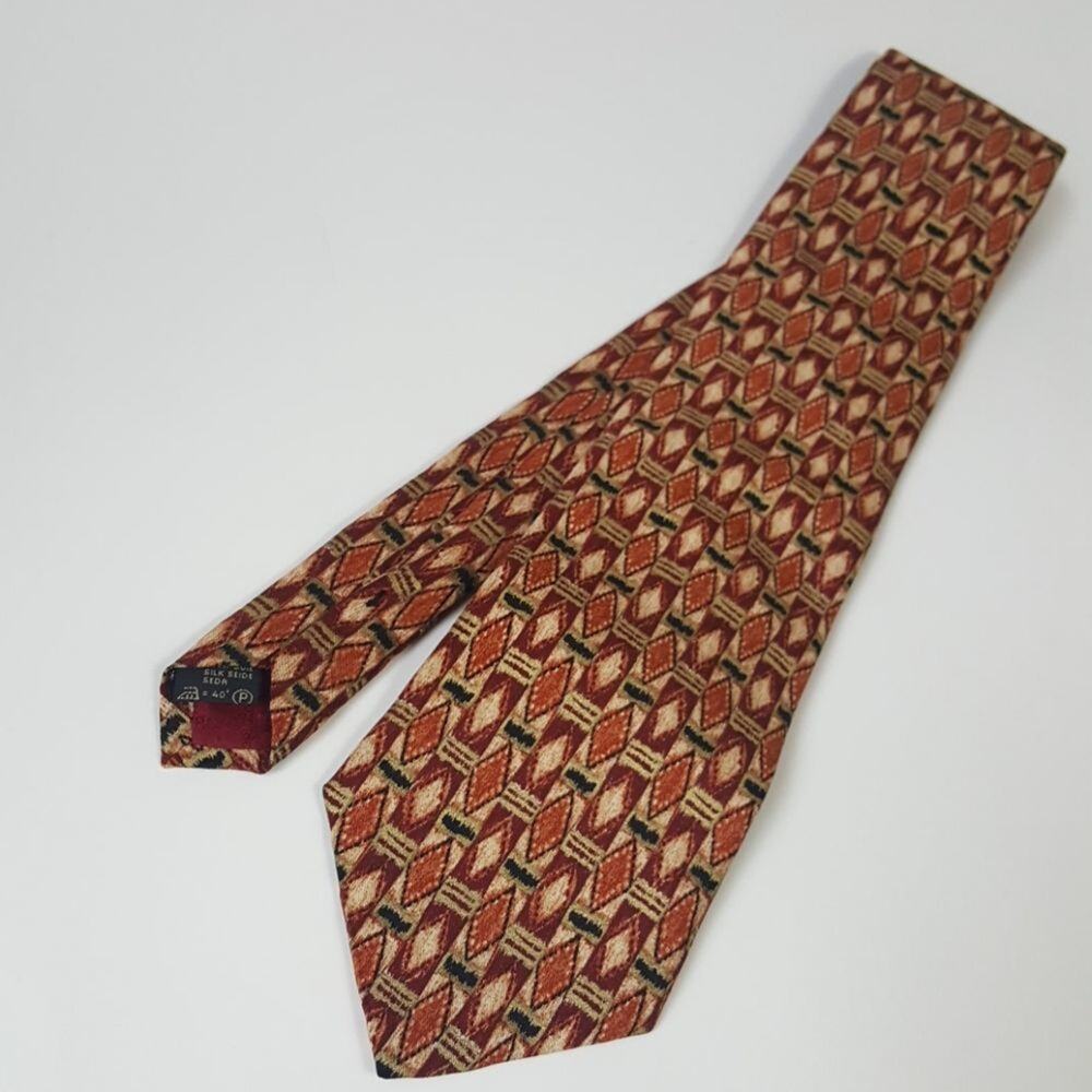 Ermenegildo Zegna patterned men's tie maroon geometric Silk